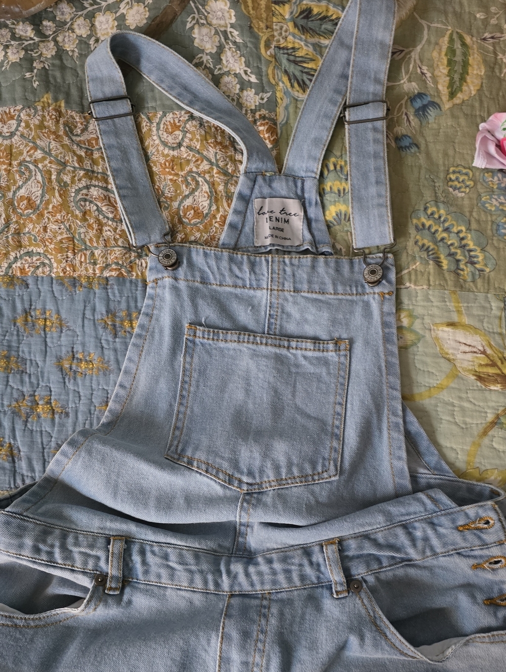 Light Blue Denim Women’s Overalls By Love Tree Size Large